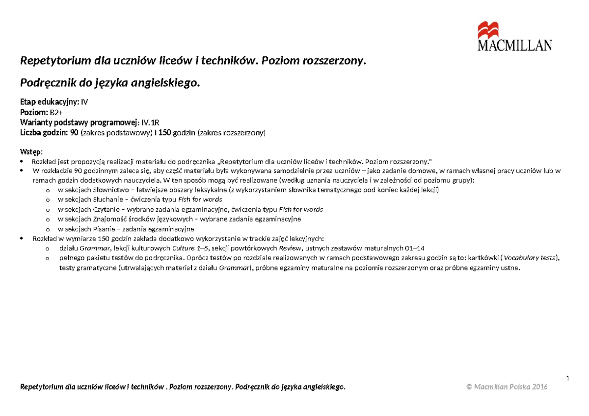 Repetytorium Dla Uczniów Liceów I Techników Unit 2 Home Sprawdzian