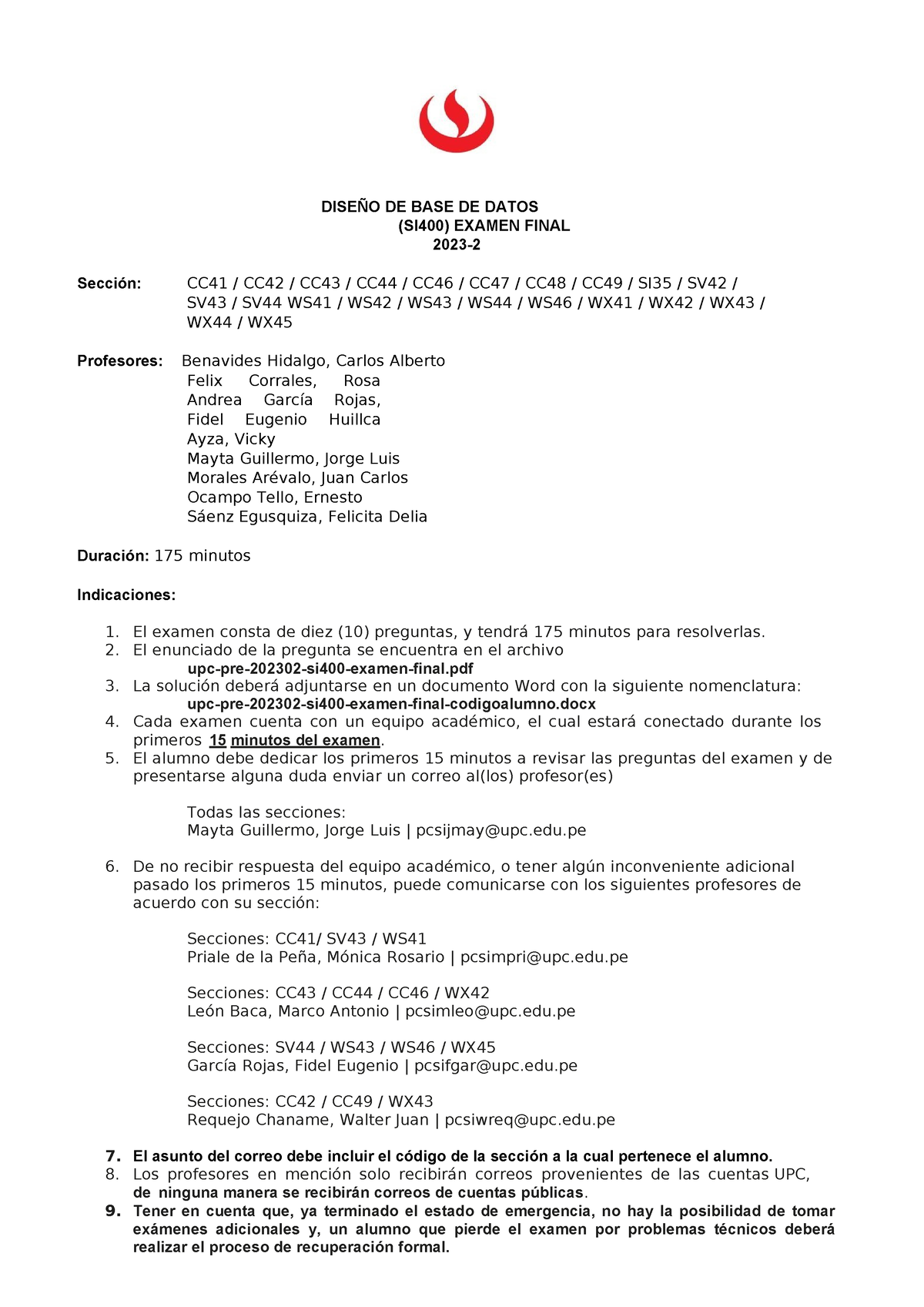 Upc Pre 202302 Si400 Examen Final Remoto 04 DiseÑo De Base De Datos Si400 Examen Final 2023 9860