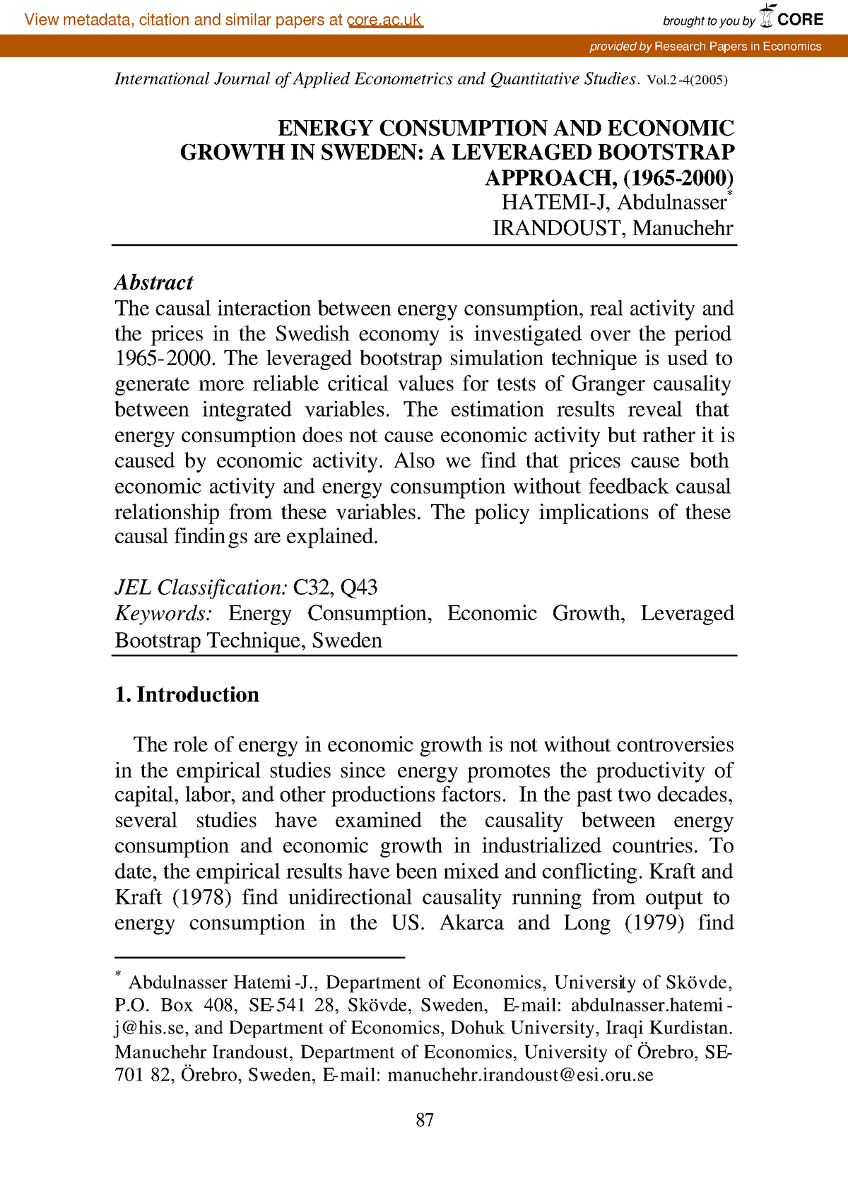 Hatemi - ưerf - International Journal Of Applied Econometrics And ...