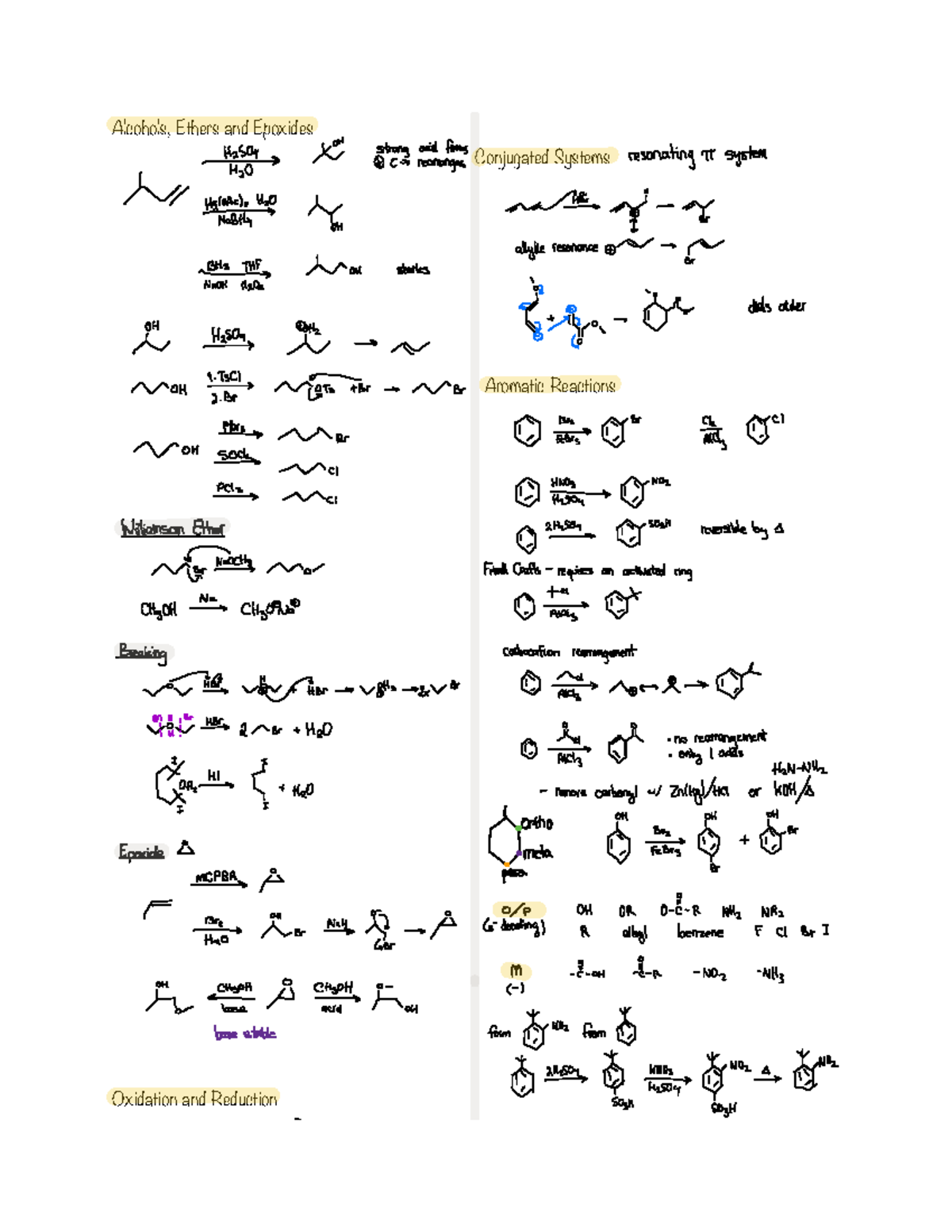 Final Review - Summary Organic Chemistry II and Lab - Alcohols, Ethers ...