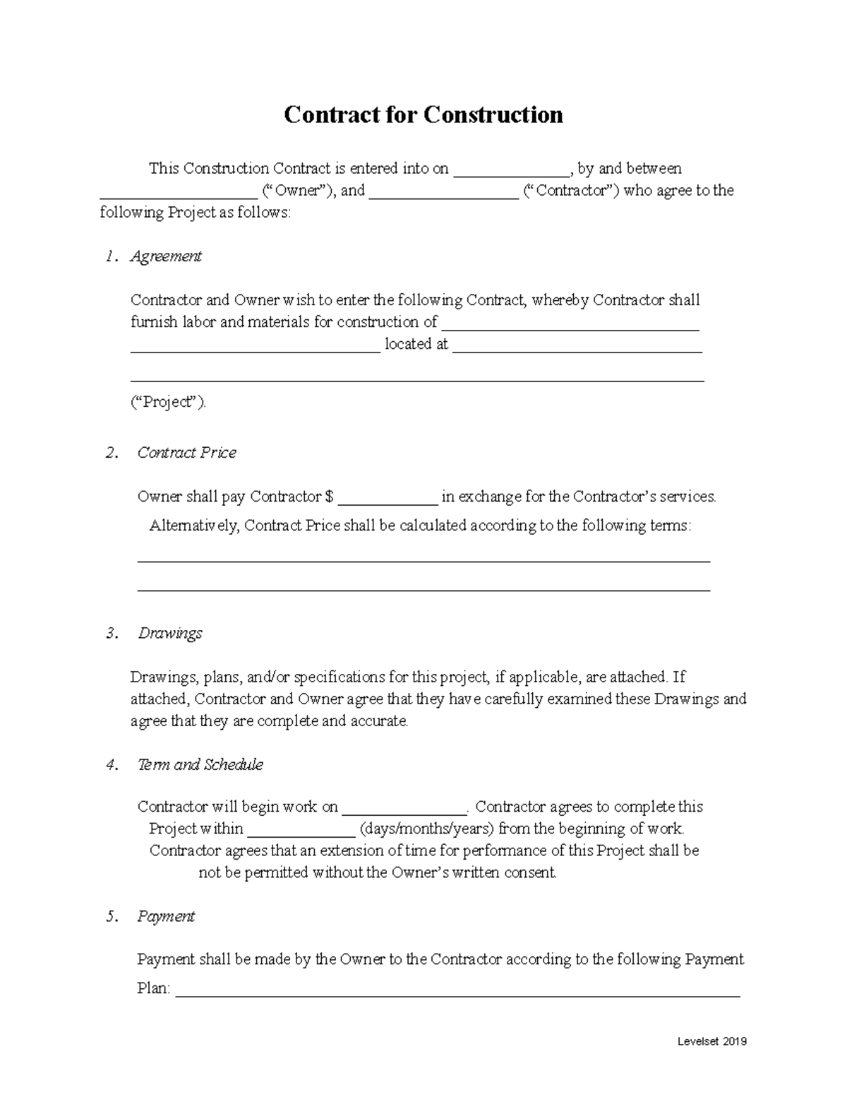 Template Simple Construction Contract - Contract for Construction This ...