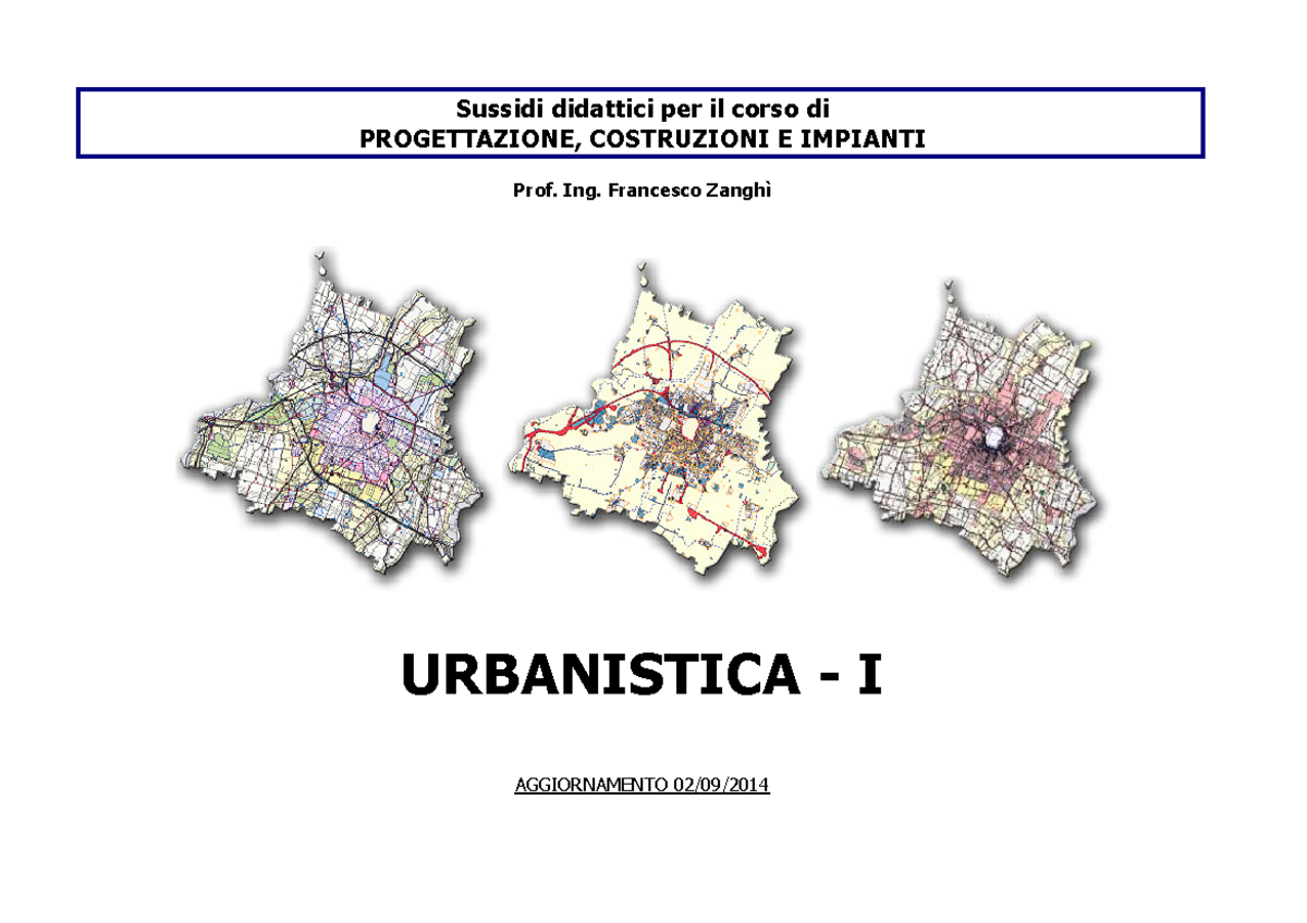 01 Urbanistica 1 , Elementi Urbanistici - - Studocu