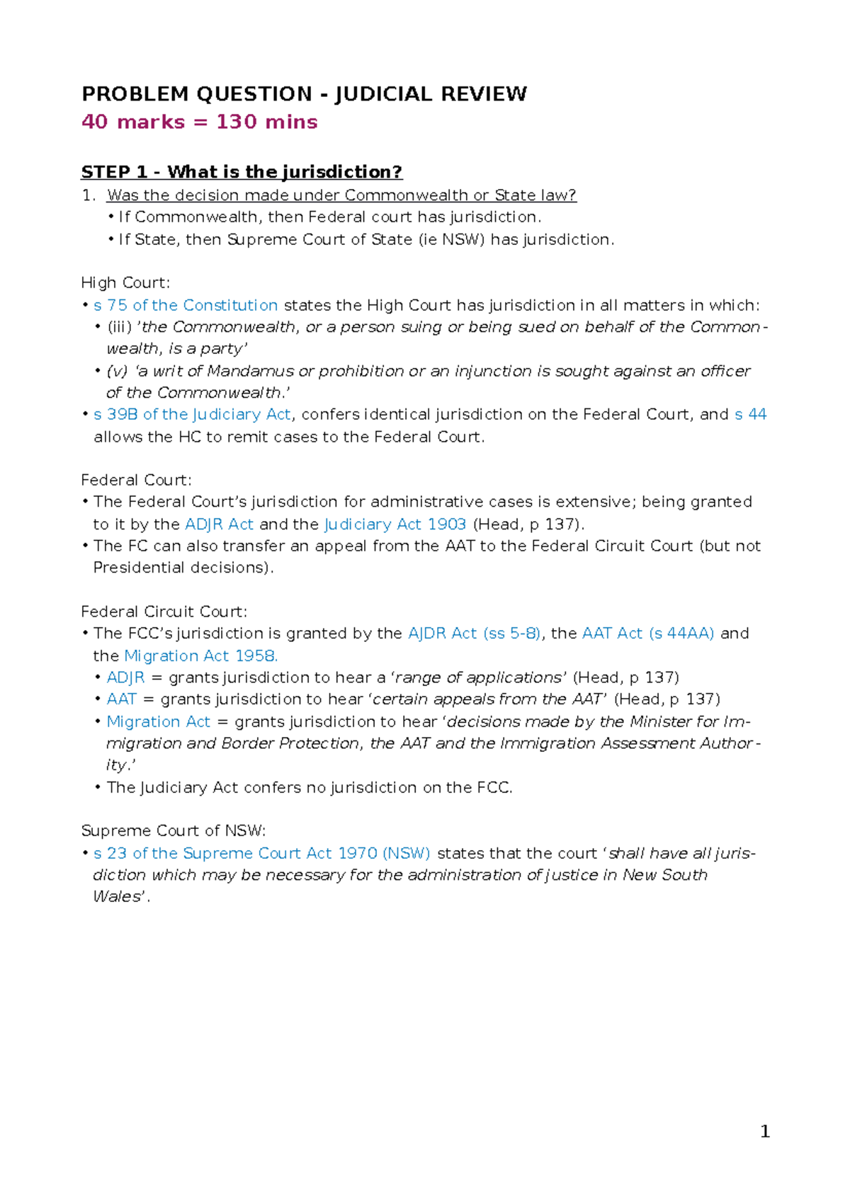 Step by Step to Admin Law - PROBLEM QUESTION - JUDICIAL REVIEW 40 marks ...