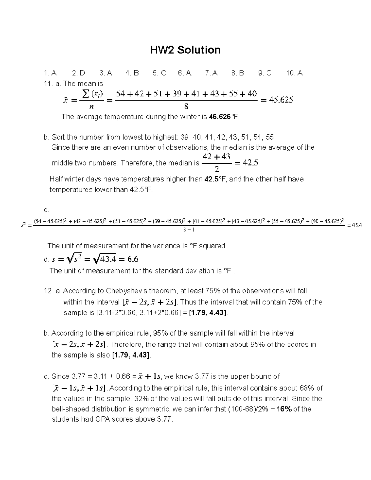 HW2Solution - Prof. Caixuan Sun - HW2 Solution A 2. D 3. A 4. B 5. C 6 ...