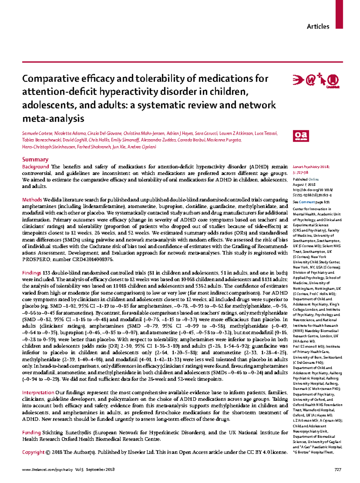 Artikel ADHD effectiviteit - Comparative efficacy and tolerability of ...