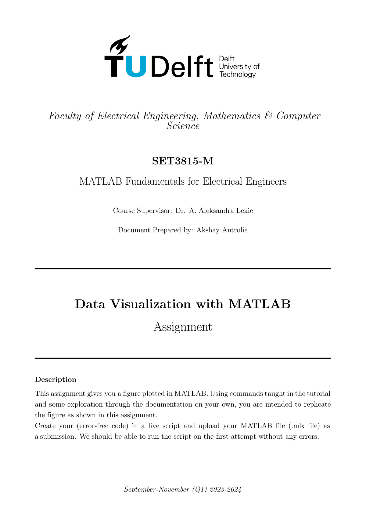 assignment matlab calculation