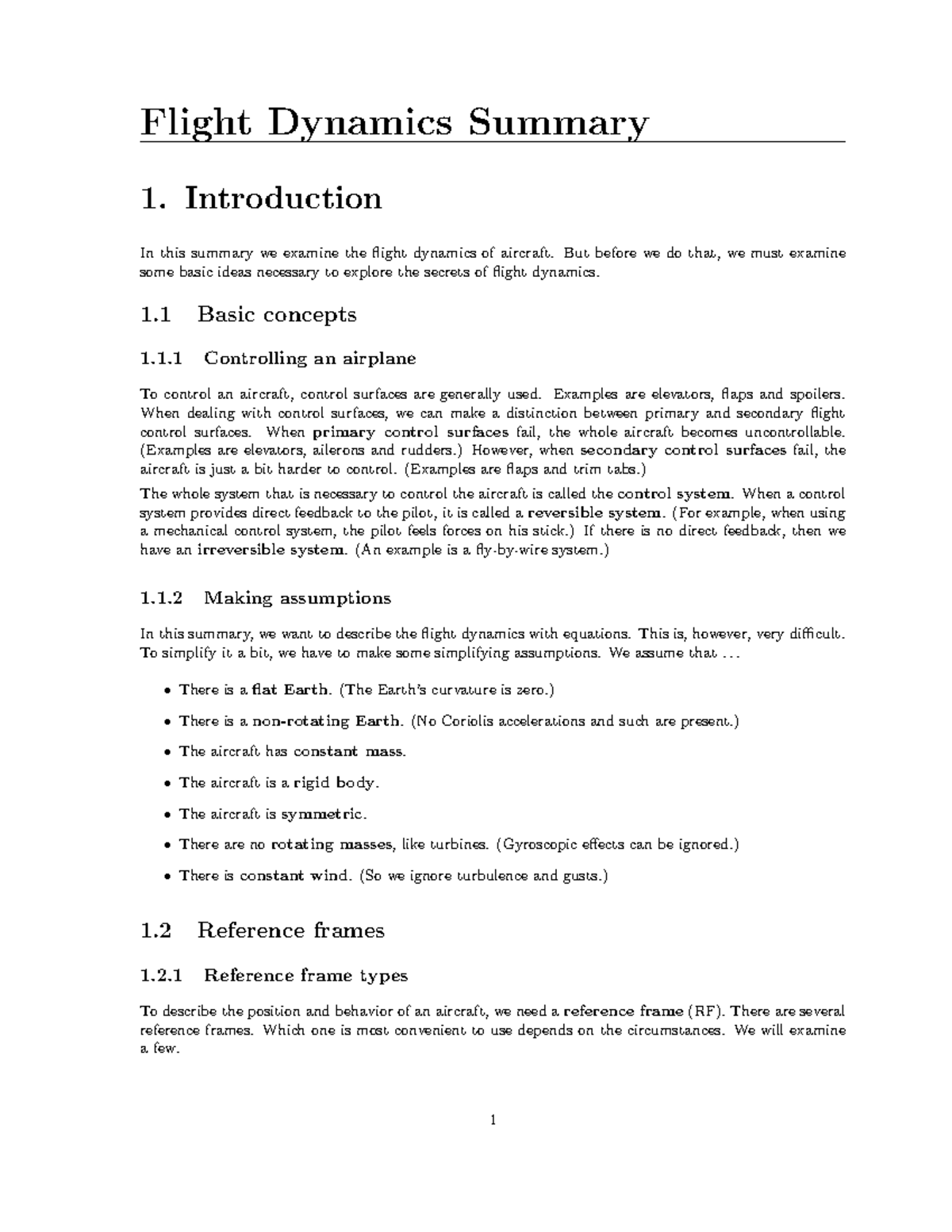 Flight Dynamics Full Version Flight Dynamics Summary 1. Introduction