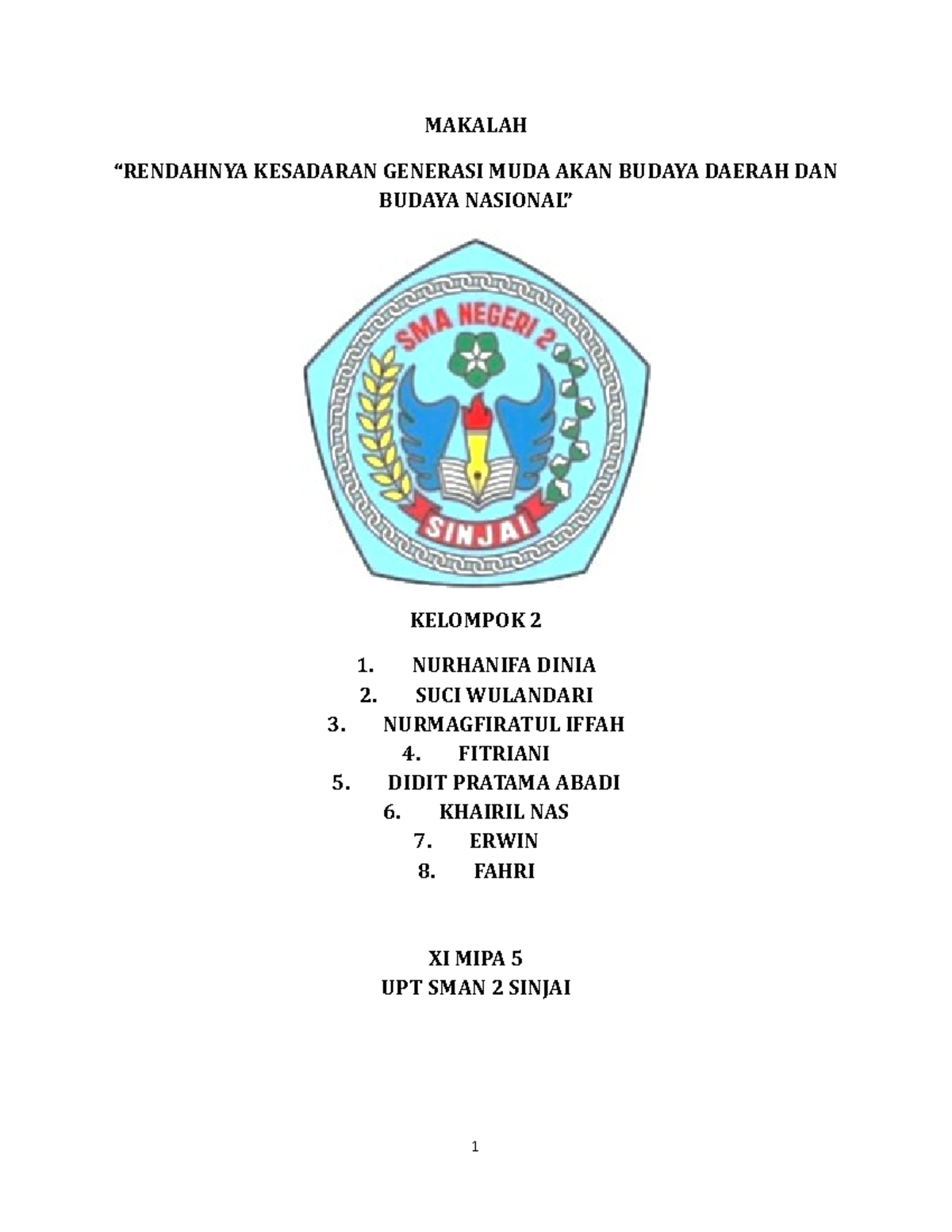 Makalah 1 Ppkn - MAKALAH “RENDAHNYA KESADARAN GENERASI MUDA AKAN BUDAYA ...