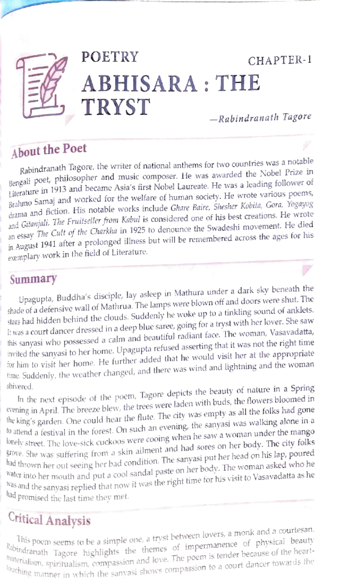 Abhisara-The Tryst - POETRY About the Poet Summary ABHISARA: THE TRYST ...