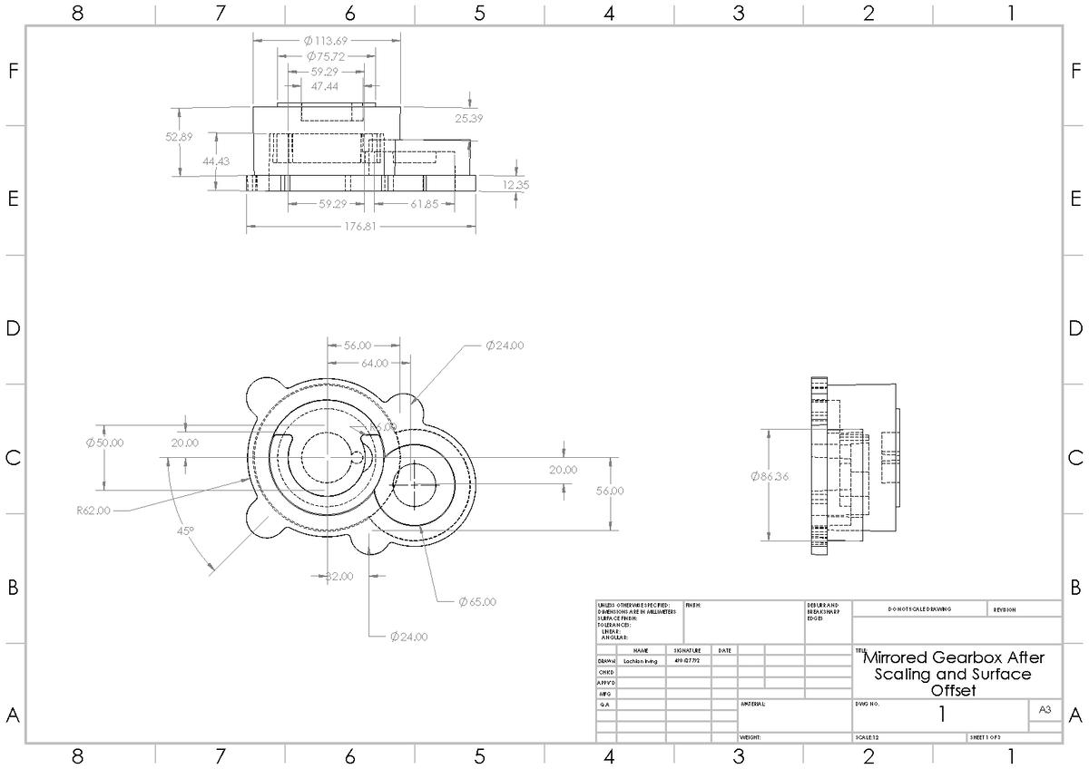 Mirror Grag Cope - CAD model of gearbox - 52. 75. 25. 12. 59. 47. 113 ...