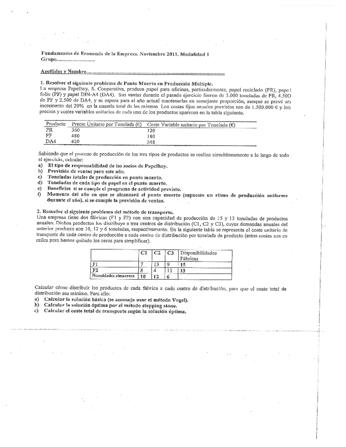 EXAMEN FUNDAMENTOS - Fundamentos De Economía De La Empresa - Studocu