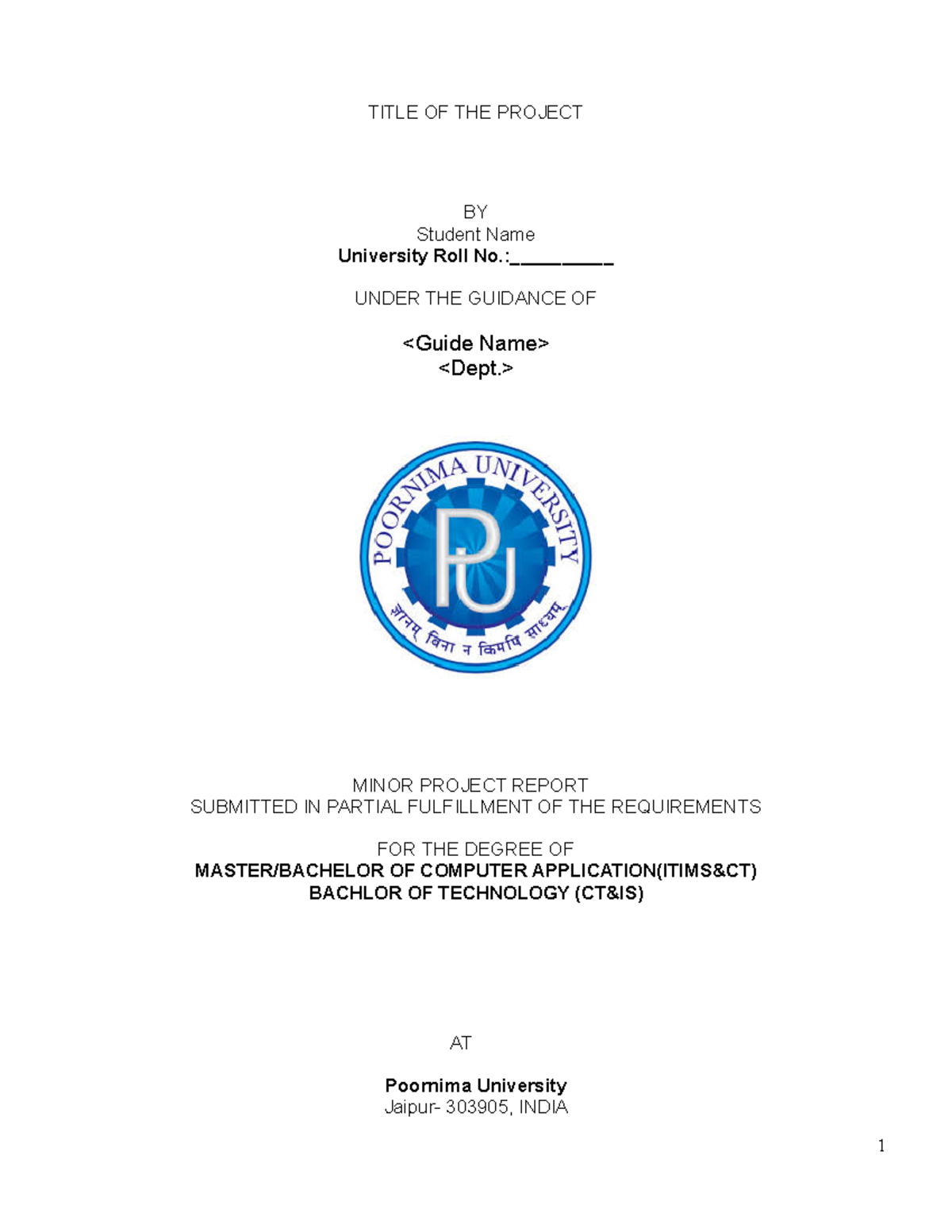 1667284305182 PU Prescribed report format - TITLE OF THE PROJECT BY ...