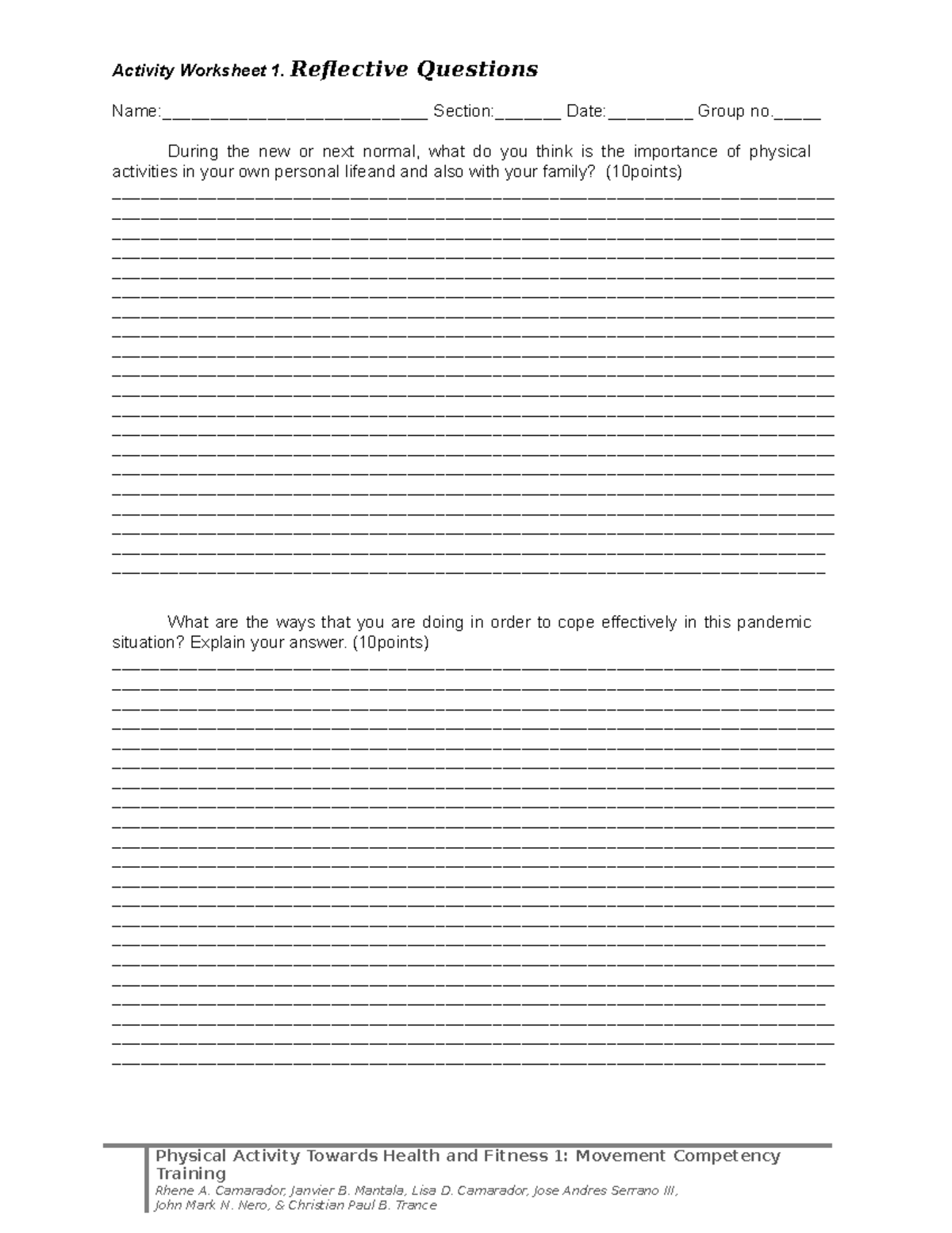 Activity-Worksheet-1-2 - Activity Worksheet 1. Reflective Questions ...