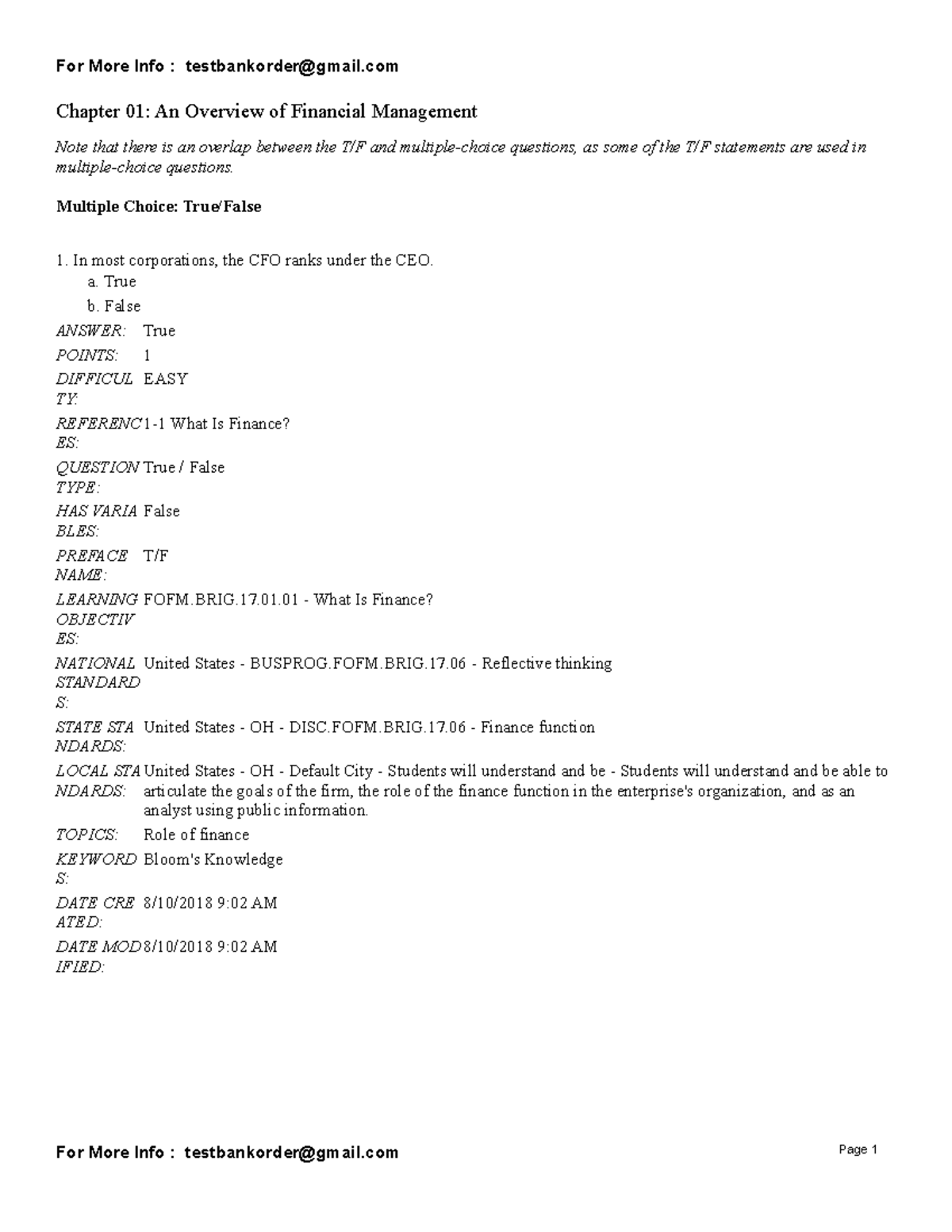 Test Bank And Solutions For Fundamentals Of Financial Management ...