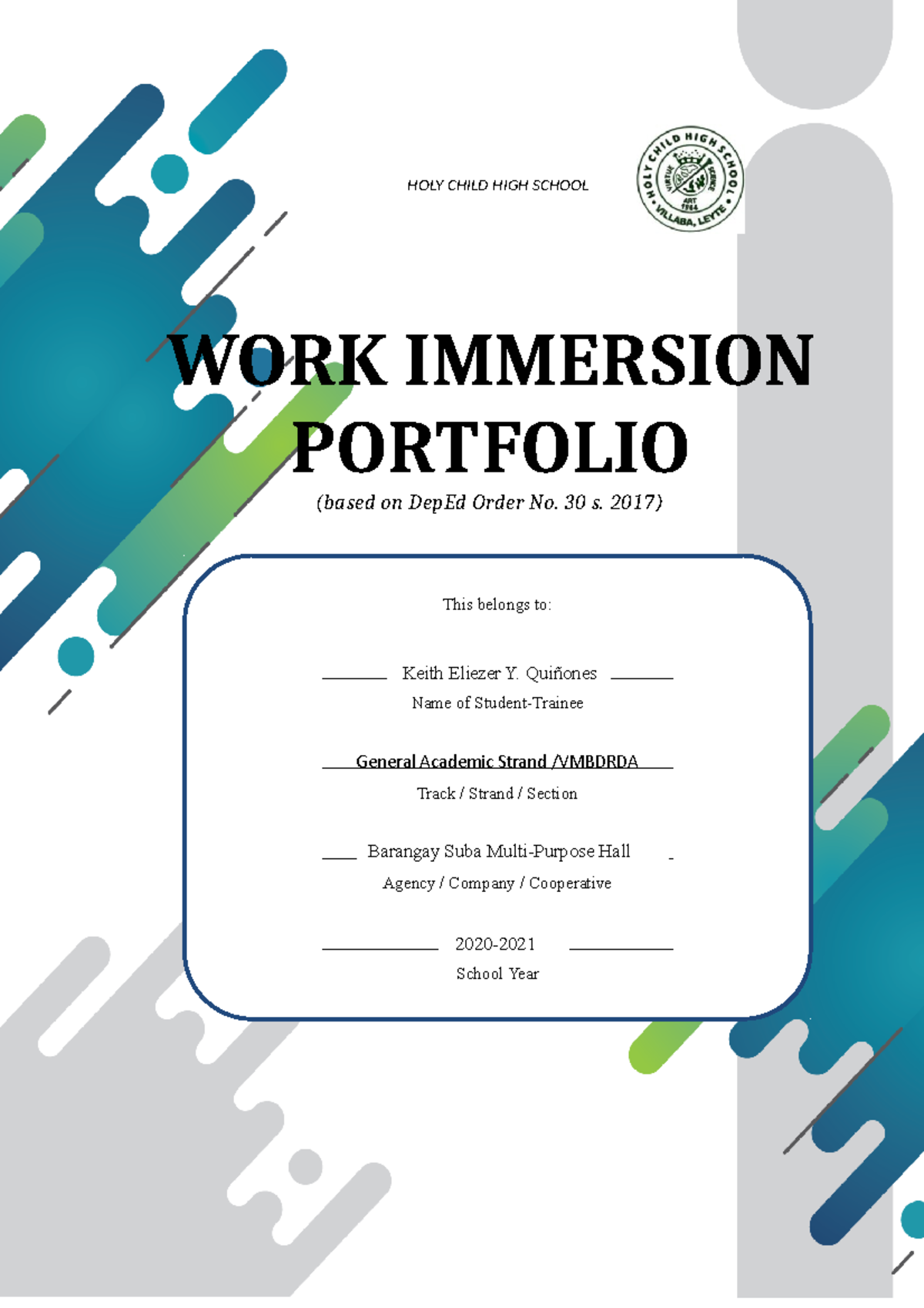 WORK IMMERSION DRAFT - General Academic Strand /VMBDRDA HOLY CHILD HIGH ...