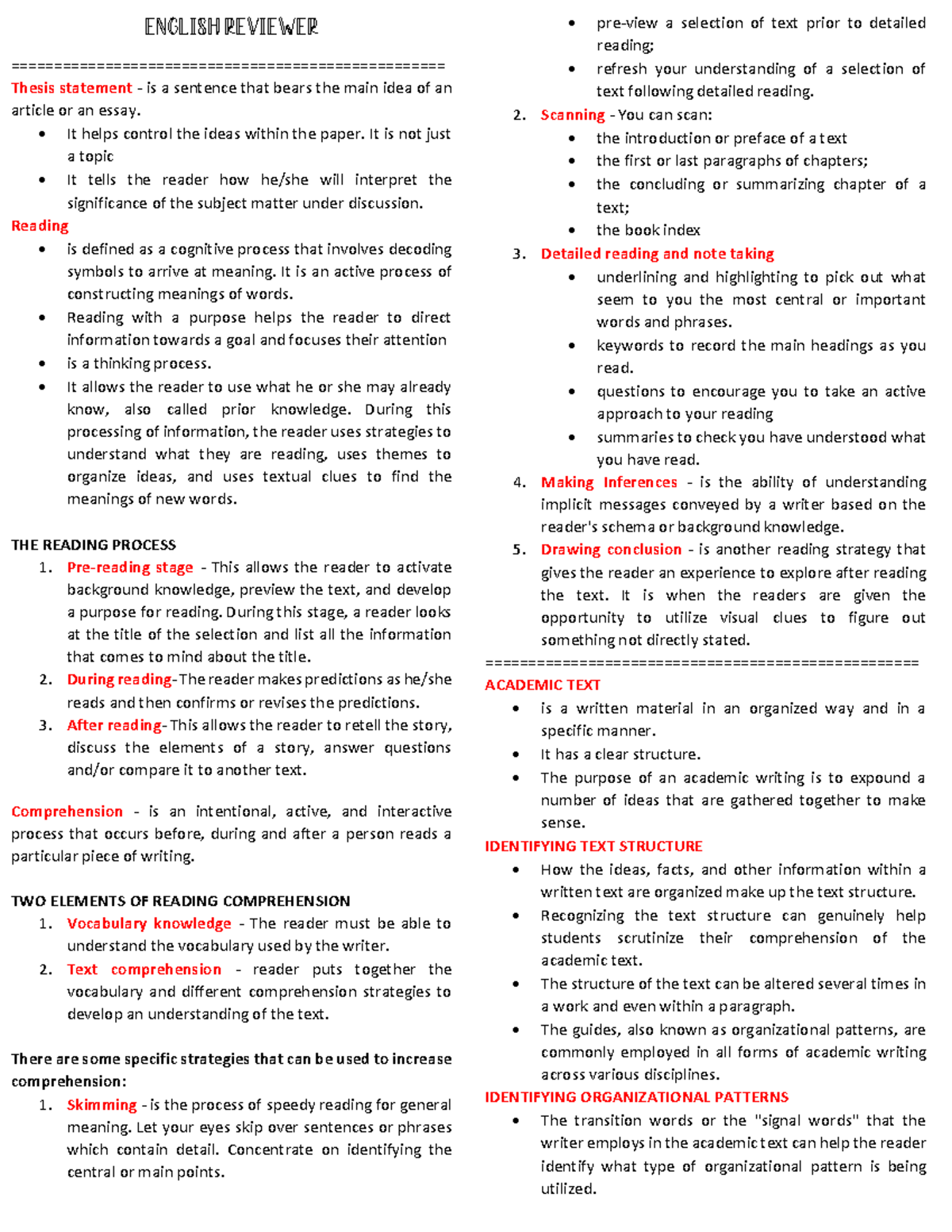 English Reviewer 3rd Grading - ENGLISH REVIEWER