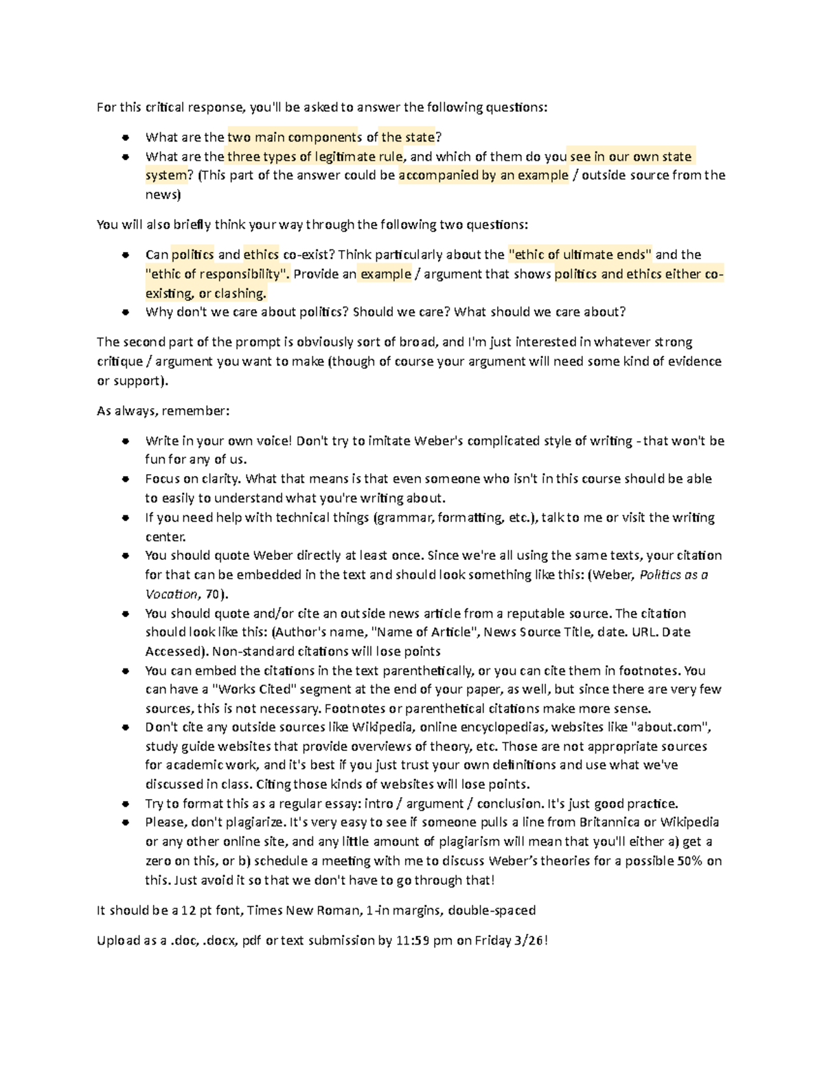 Weber Critical Response Directions - For this critical response, you'll ...
