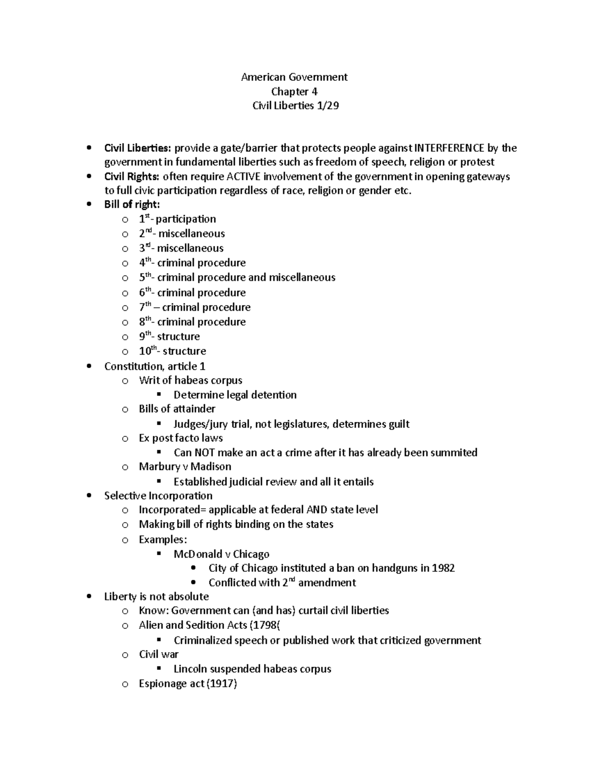 American Government- ch 4 - American Government Chapter 4 Civil ...