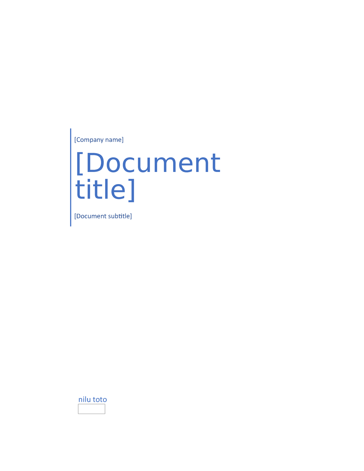 Business Palnning - nilu toto [Company name] [Document title] [Document ...