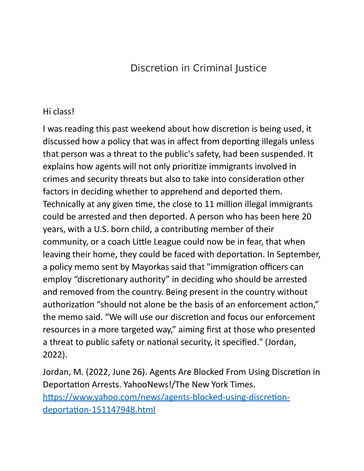 the role of discretion in the criminal justice system essay