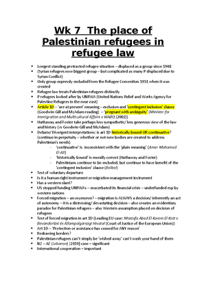 Week 5 Refugee Law Notes - WEEK 5 – II. REFUGEE DEFINITION (CONT) B ...