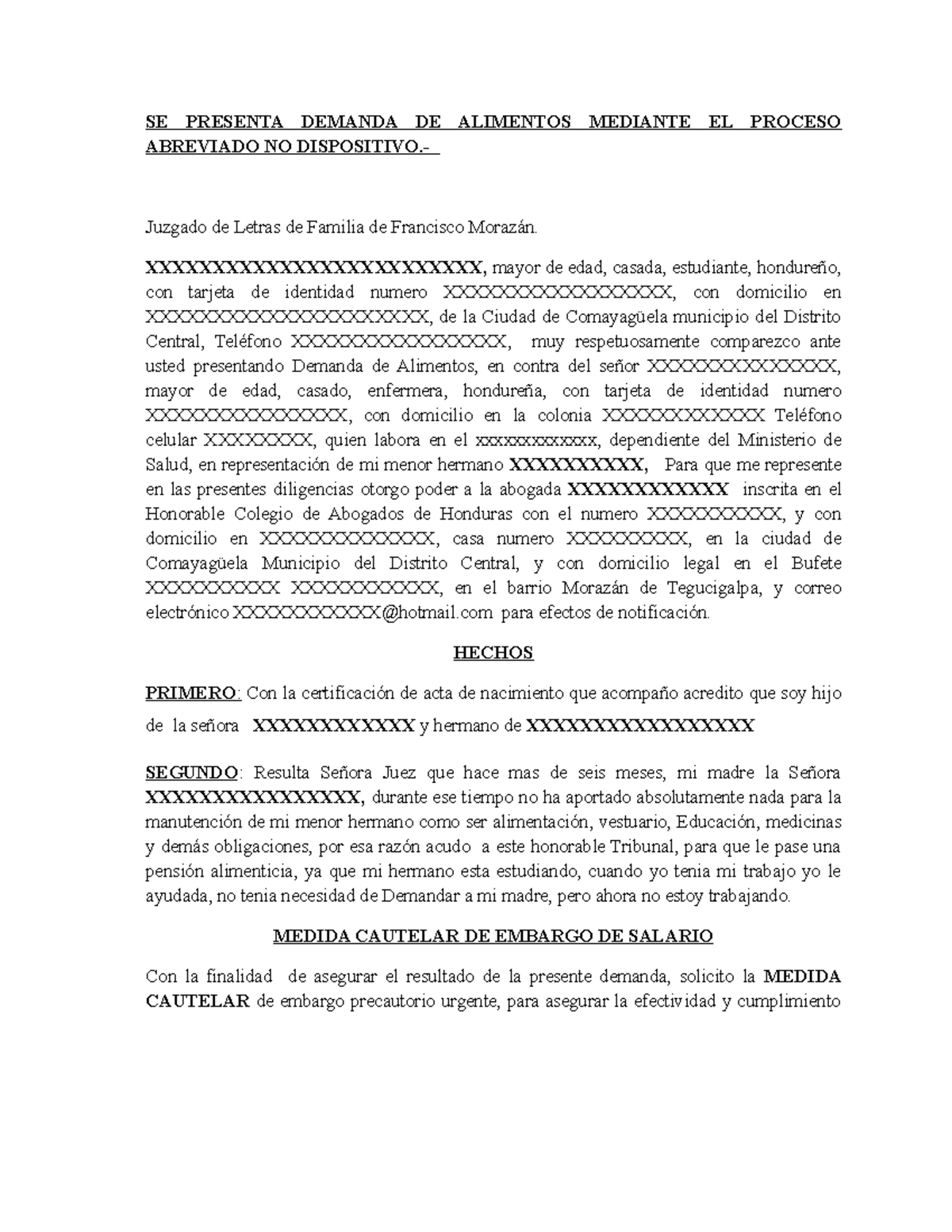 Demanda De Alimentos - Tarea - SE PRESENTA DEMANDA DE ALIMENTOS ...