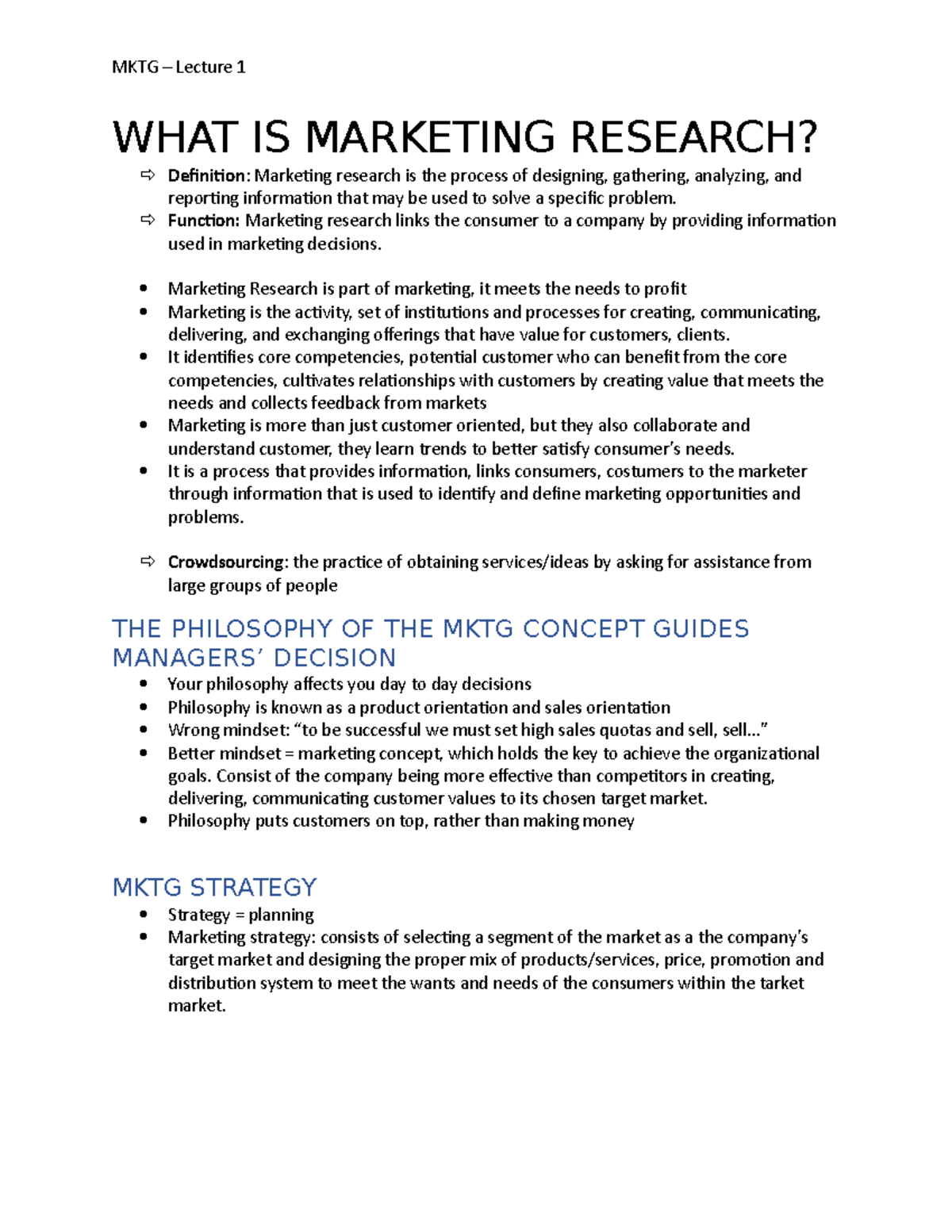 MKTG Ch 1 - MKTG Ch 1 - WHAT IS MARKETING RESEARCH? Definition ...