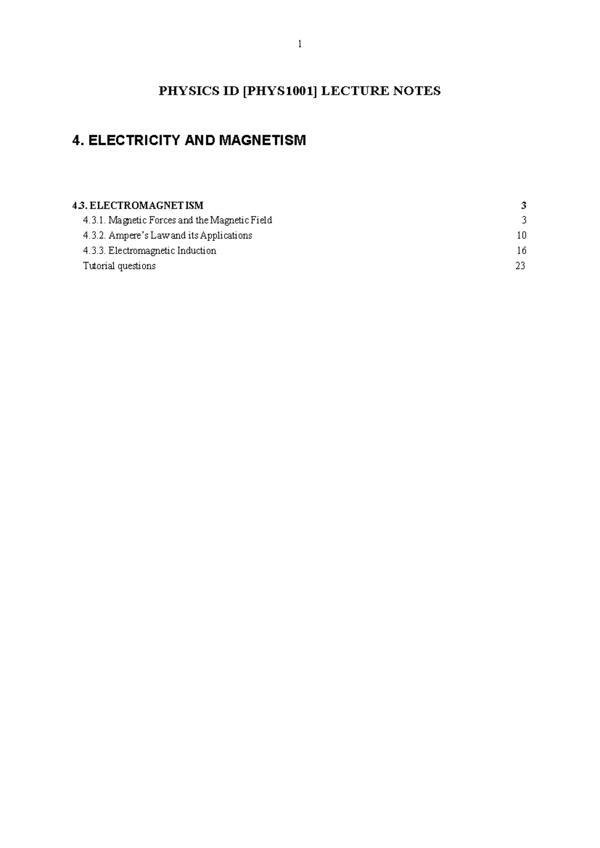 Section 4.3 handbook - EXTRA NOTES - PHYSICS ID [PHYS1001] LECTURE ...