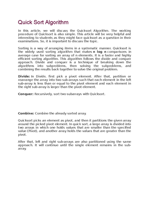 Quick Sort Algorithm