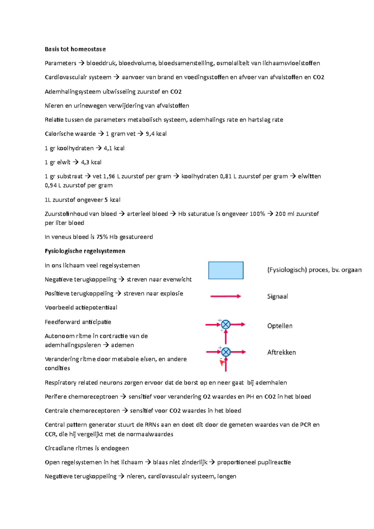 Basis Tot Homeostase - College-aantekeningen T/m Week Voor Deeltentamen ...