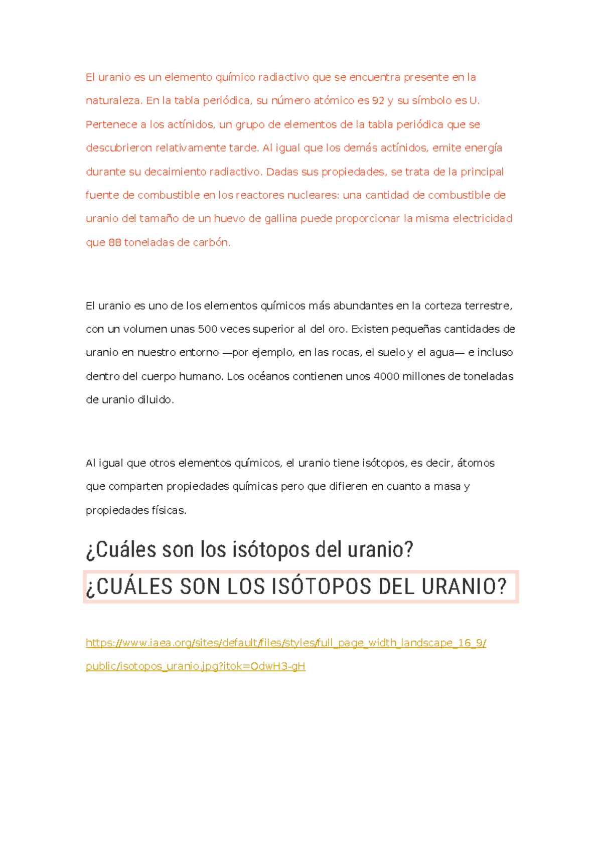 El uranio mt - El uranio es un elemento químico radiactivo que se ...