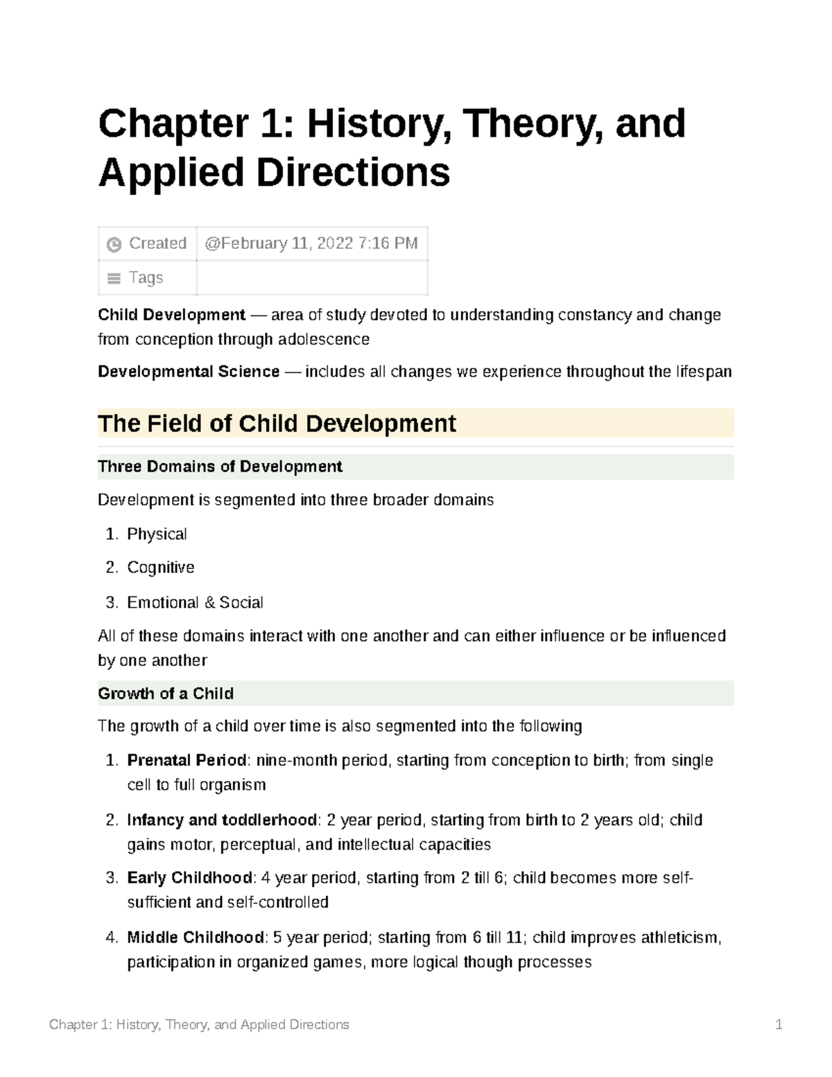 chapter 1 research application activity developmental theories