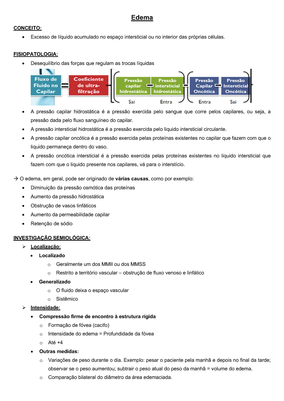 PPM - 3 - Edema - anotações de aula - Edema CONCEITO: • Excesso de líquido  acumulado no espaço - Studocu