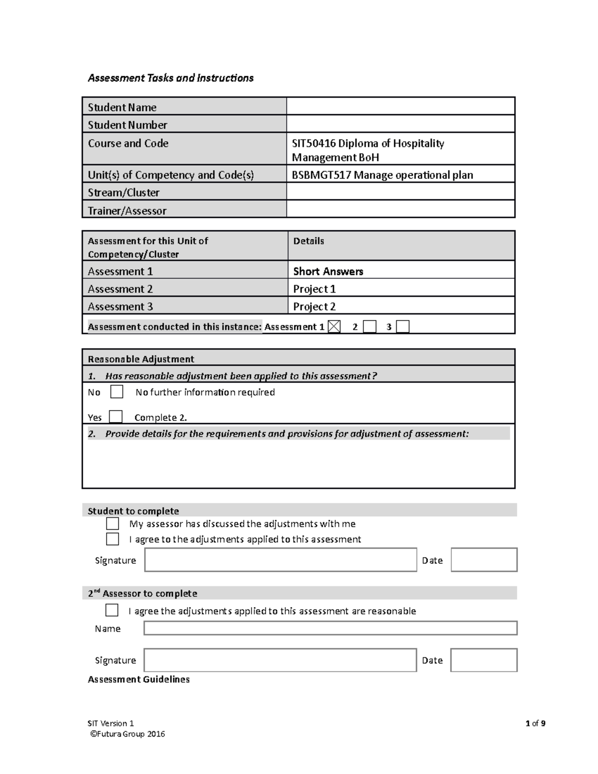 Bsbmgt 517 Assessment 1 - Assessment Tasks and Instructions Student ...