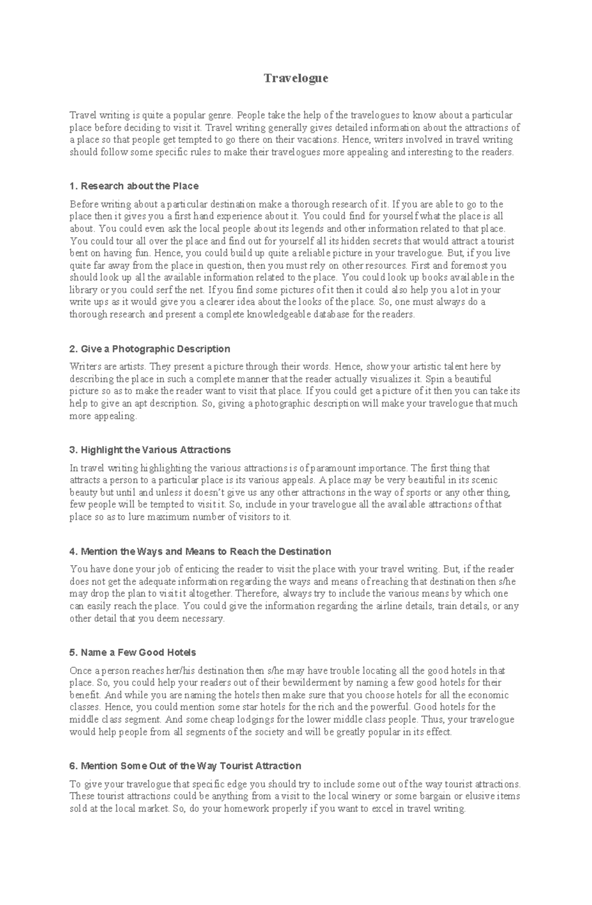 Travelogue 22 - It will be guided to all the learners - Travelogue ...