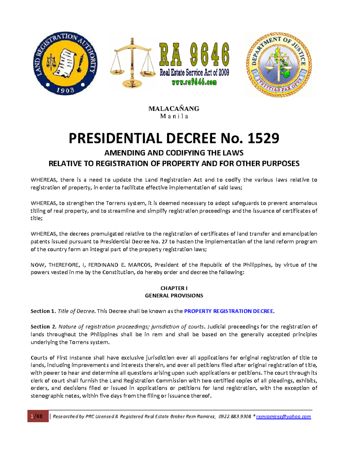 PD 1529 Land Registration Act Studocu