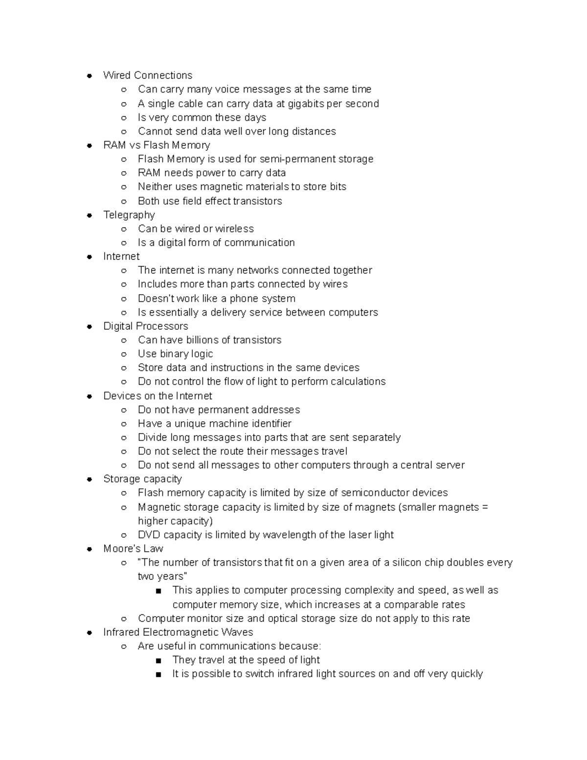 Exam 3 Review - Summary How Things Work - Wired Connections Can carry ...