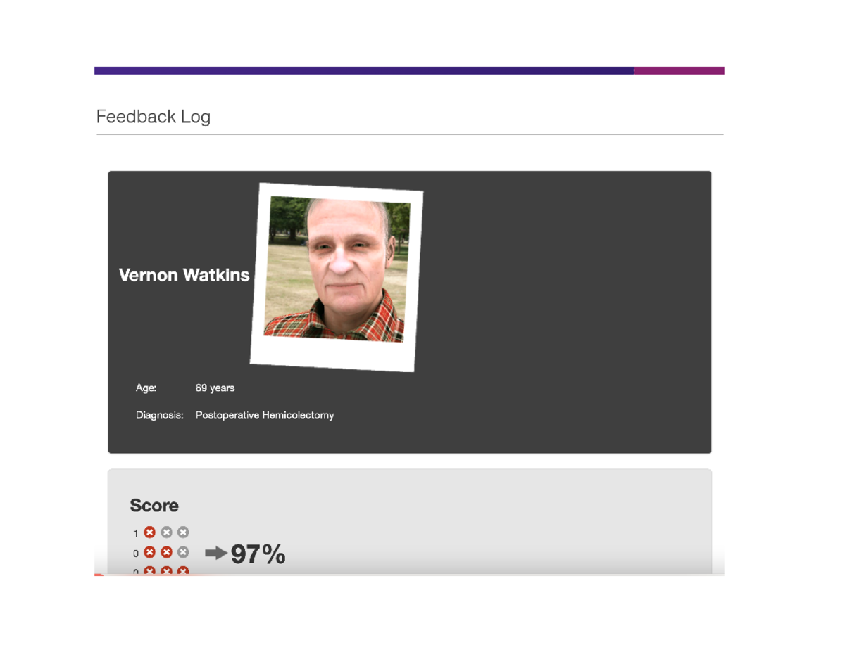 vSim Surgical Scenario 4 Vernon Watkins Hemicolectomy NU2502