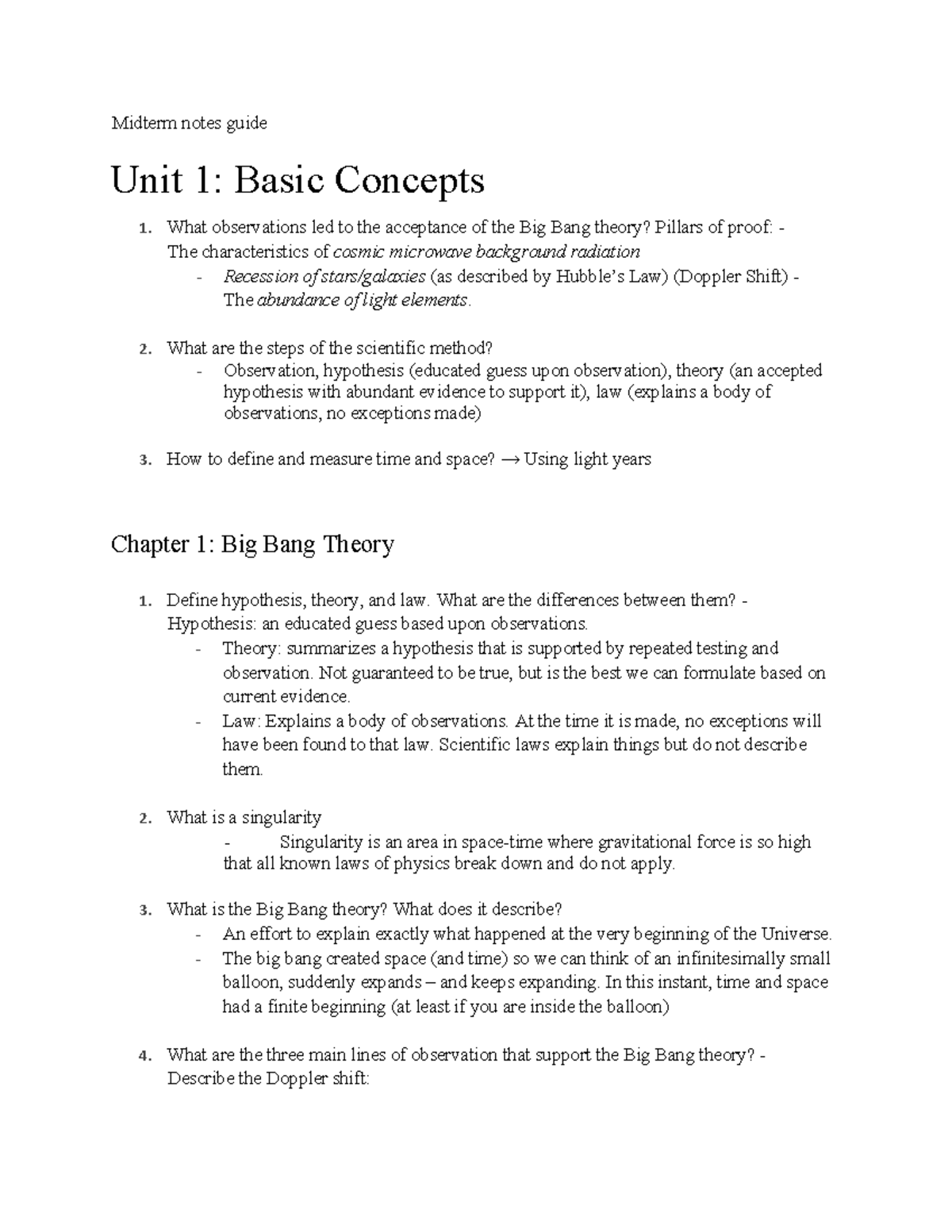 Midterm study notes guide 1086g - Midterm notes guide Unit 1: Basic ...