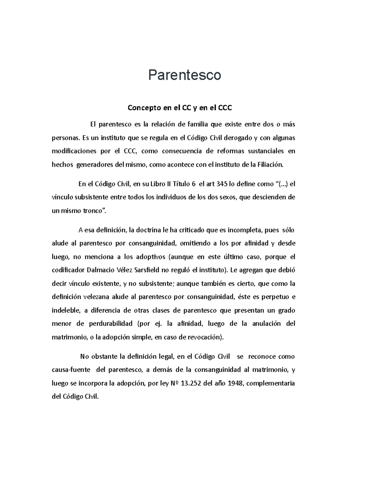 Parentesco - Parentesco Concepto En El CC Y En El CCC El Parentesco Es ...