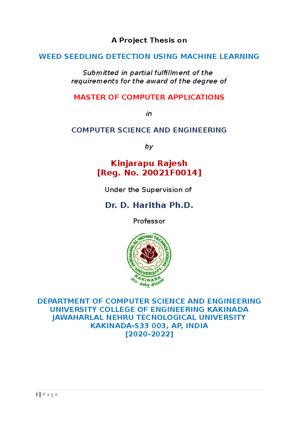 Weed seedling detection using transfer learning - A Project Thesis on ...