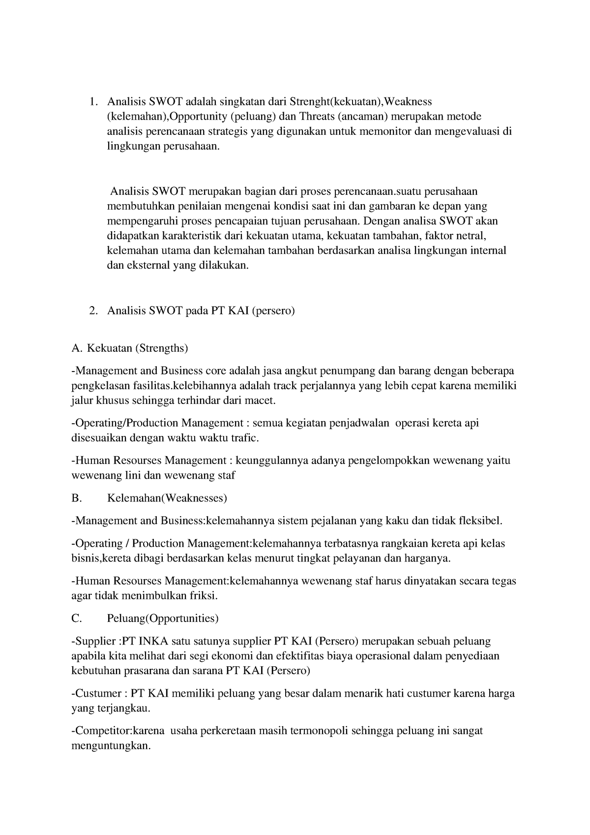 Tugas 1 Management Strategik - Analisis SWOT Adalah Singkatan Dari ...