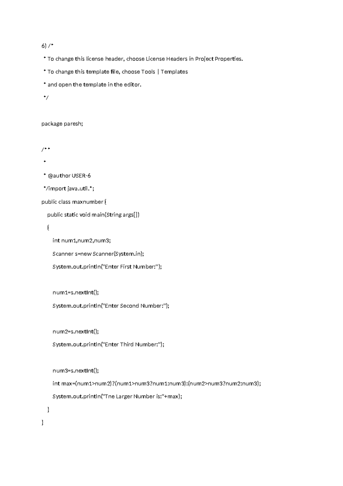 Javaprogramm - it is java program file - 6) /* To change this license ...