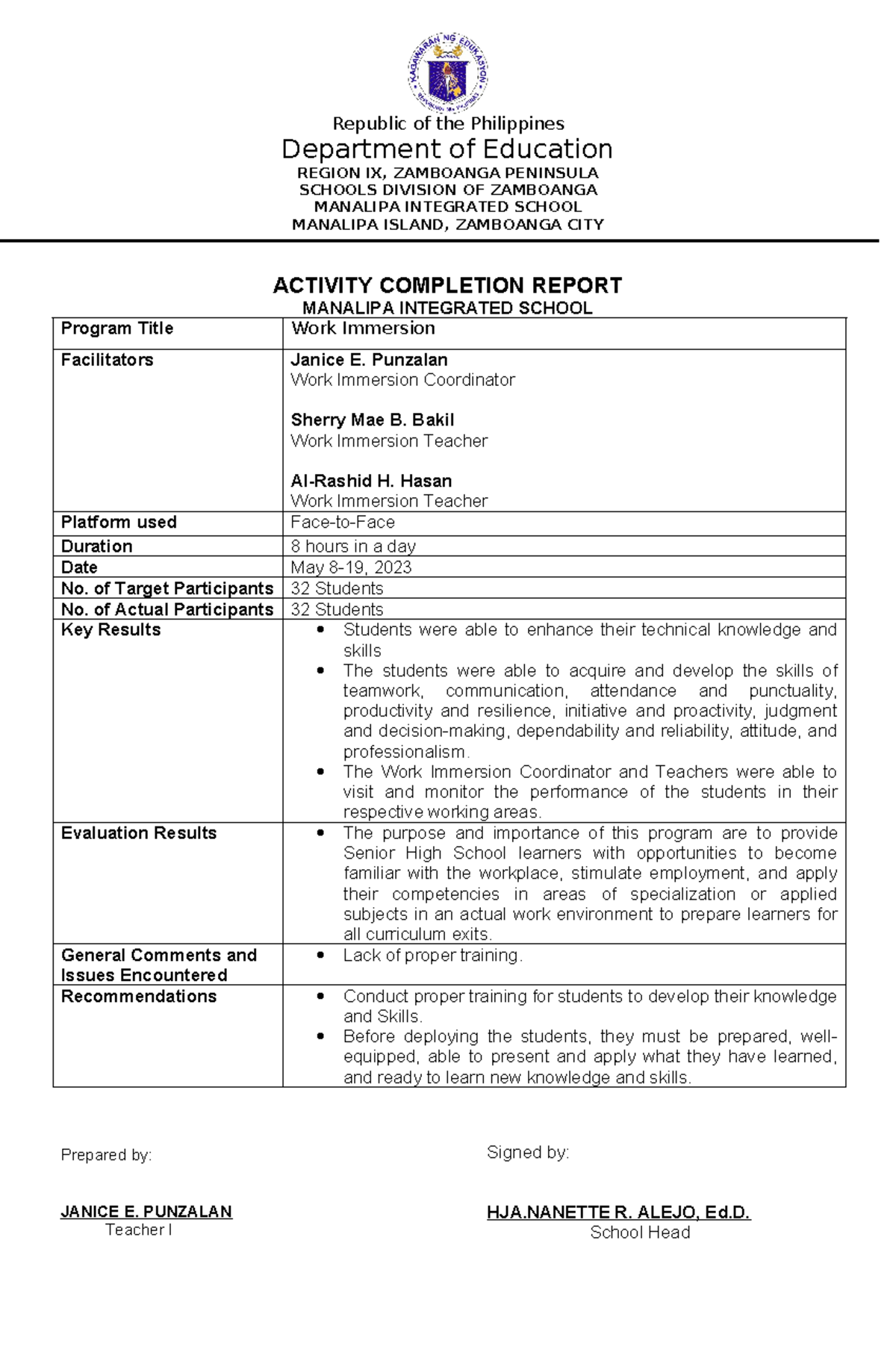 AR Immersion 2024 - Department of Education ####### REGION IX ...