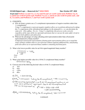 HW 1 Solutions - Hw answers for digital logic - 1 - EE2420 Digital ...