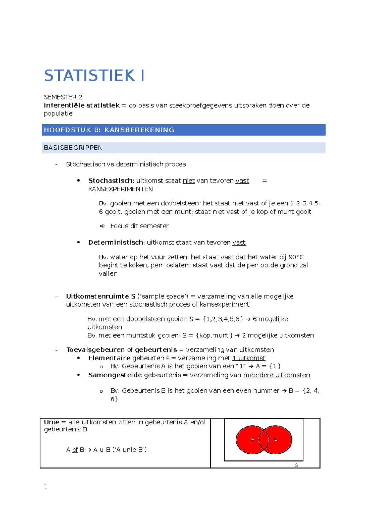 Samenvatting-Statistiek - STATISTIEK I SEMESTER 2 Inferentiële ...