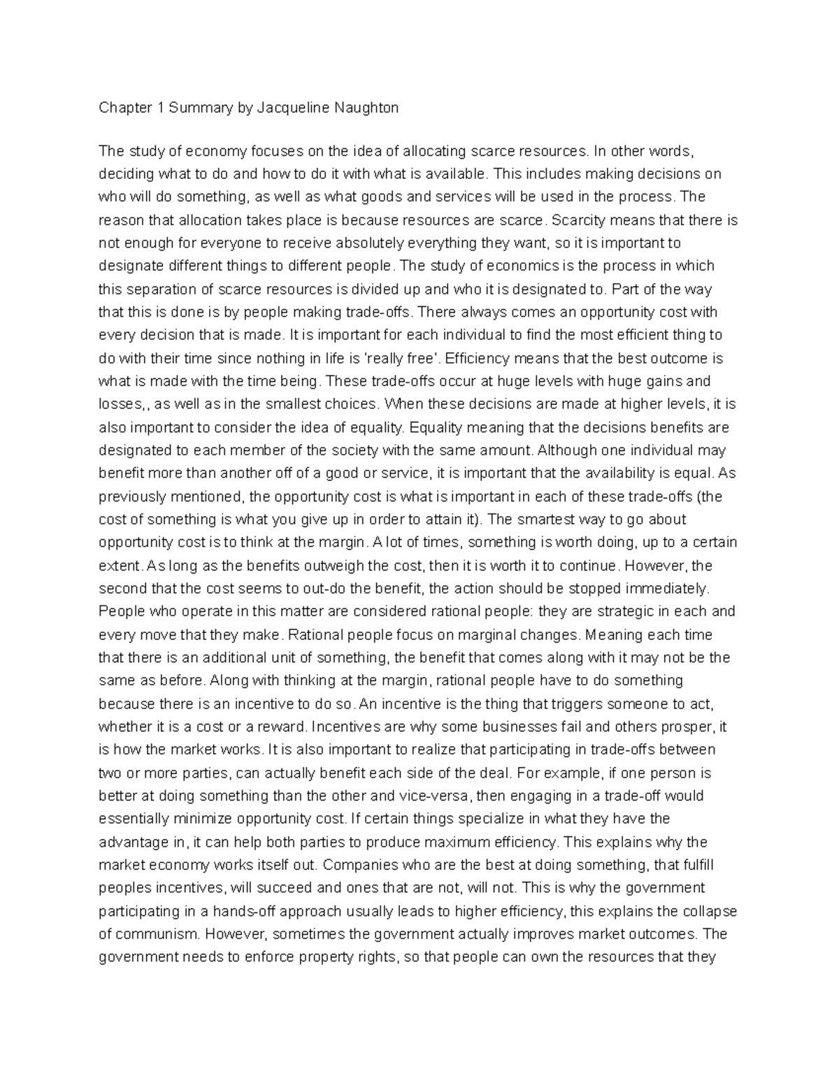 Ch.1 Summary - Chapter 1 Summary Jacqueline Naughton The study of ...