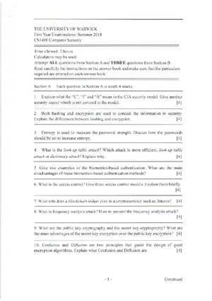 Cs141 - Past papers from Warwick School of Information technology ...