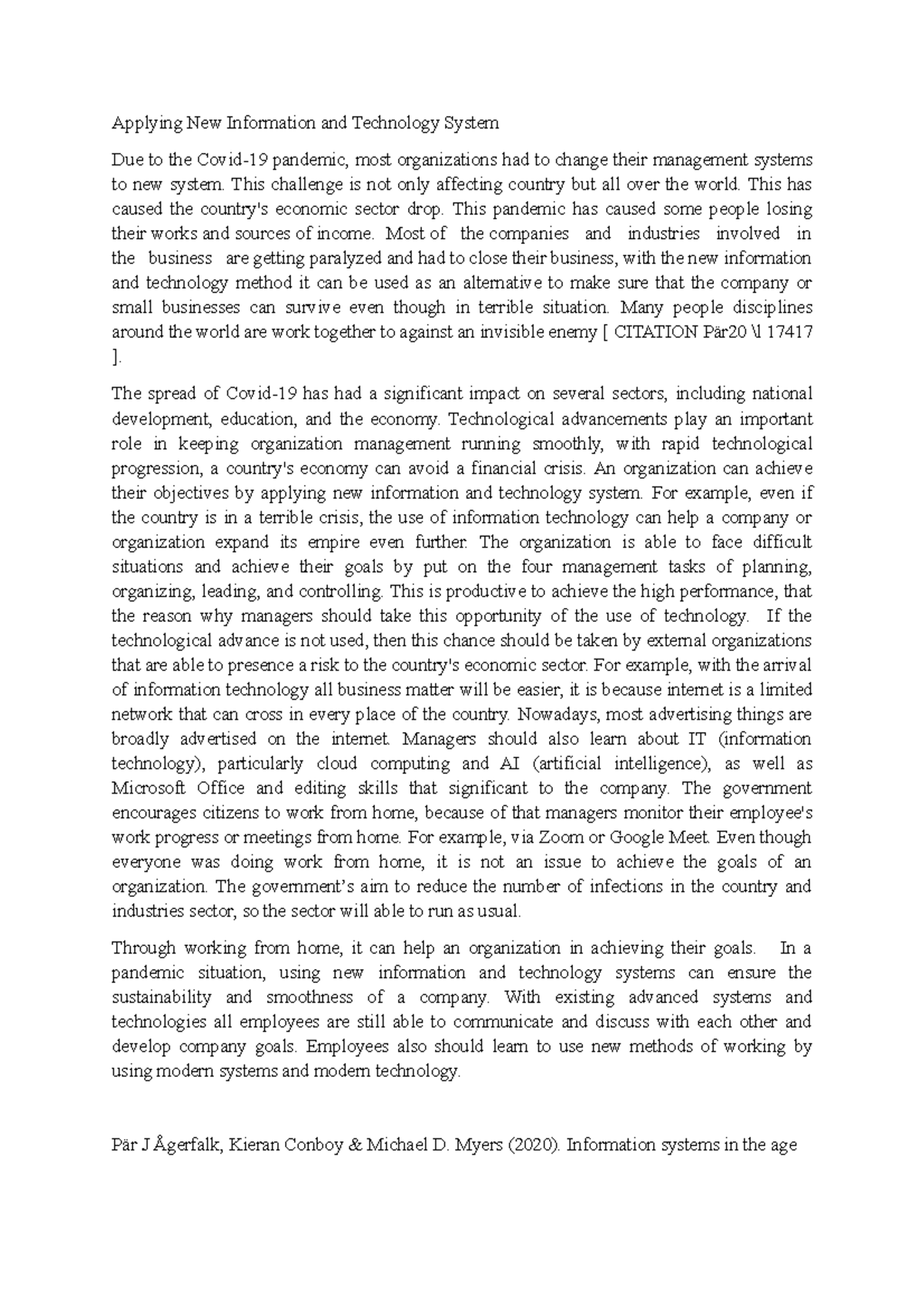 Applying New Information and Technology System - This challenge is not ...