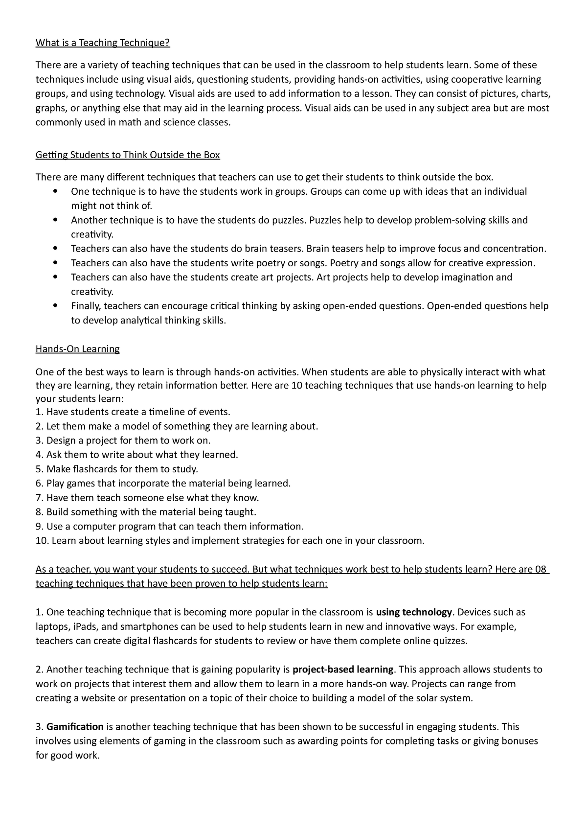 Report Flow - NSTP1 Values Development - What Is A Teaching Technique ...